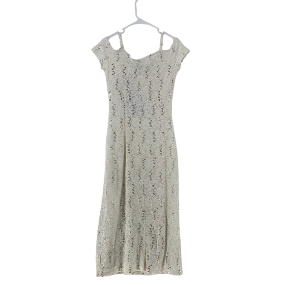 Candalite Women's Cold Shoulder Lace High Slit Prom Dress - MP - Picture 4 of 5